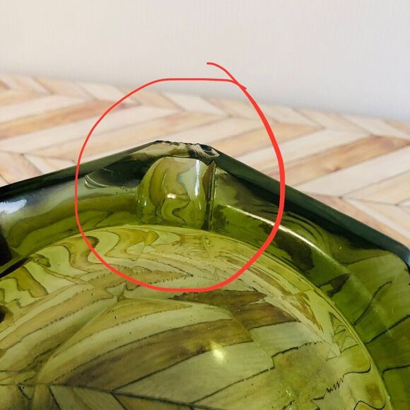 Vintage Retro 70s Style Depression Green Cigar/Cigarette Ashtray w/ flaws - Picture 5 of 6